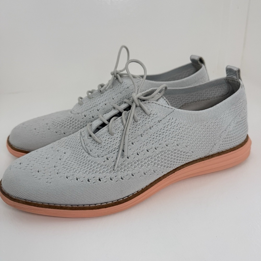Cole Haan OriginalGrand Stitchlite Wingtip Oxford Gray Pink Women's 9.5B W11513